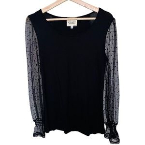 Black top with mesh long sleeve